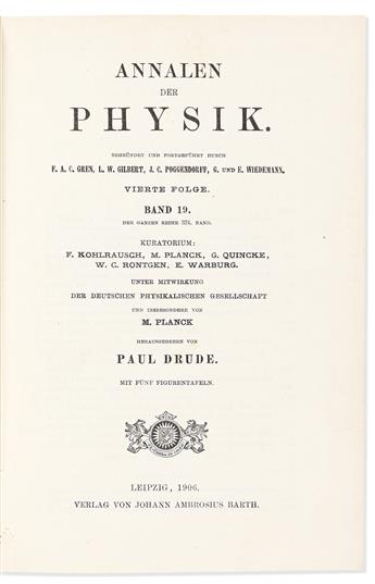 Einstein, Albert (1879-1955) et alia. Annalen der Physik, 1906.